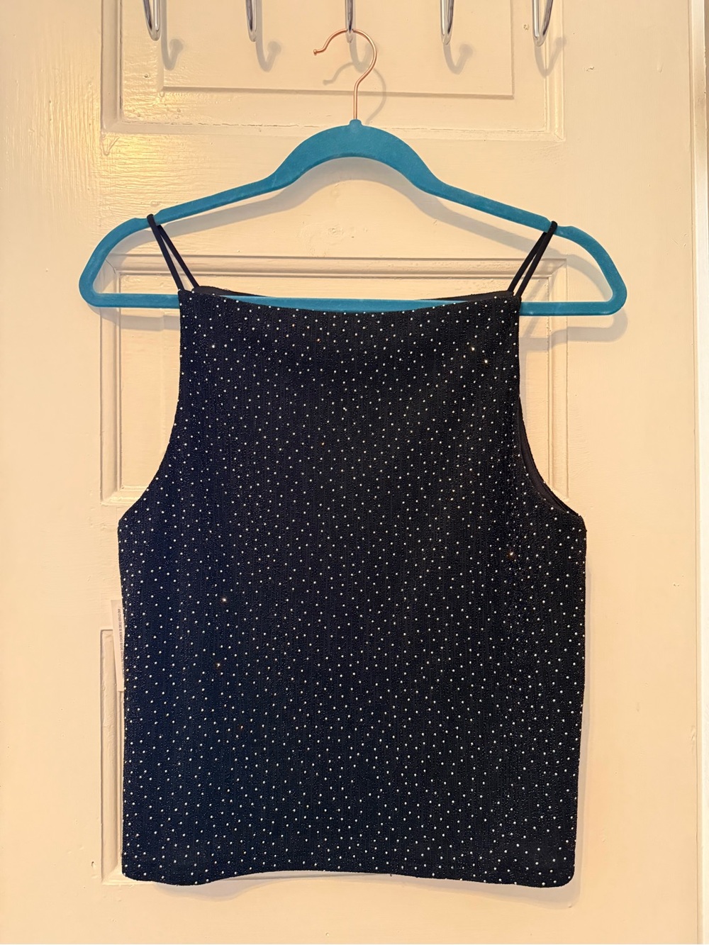 NWT Black Sequin Square-Neck Crop Top by LNA Clothing